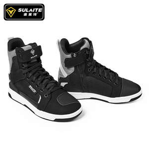 Bottes de moto Sulaite montantes respirantes anti-chute noires et grises à bout rond pour le quotidien - Product Image 3