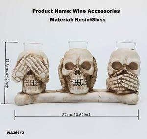 Support en verre de squelette en résine pour Halloween Inspiré vintage Ne dites pas Ne regardez pas N'écoutez pas Porte-gobelet à <span class=keywords><strong>vin</strong></span> unique en forme de crâne - Product Image 2