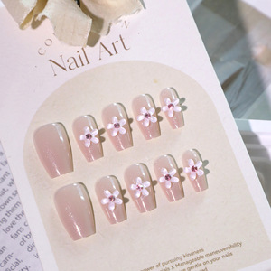 <span class=keywords><strong>Faux</strong></span> <span class=keywords><strong>ongles</strong></span> courts de style ballet, poudre nacrée scintillante en gros à prix avantageux, style floral 3D portable - Product Image 3