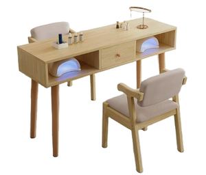 Mesa de Manicura Minimalista en Oferta, Mesa de Manicura con Marco de Madera Maciza, Suministros para Uñas - Product Image 1