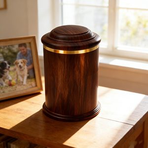 Elegante Urna para Mascotas de Madera con Detalles en Acero Inoxidable - Urna Conmemorativa para Cenizas de Perros y Gatos - Product Image 2