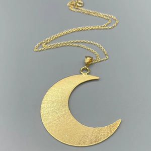 Bohemian Moonสร้อยคอLarge Crescent Moonสร้อยคอสเตอร์ลิงพร้อมแผ่นทอง 24Kซ้อนทับ <span class=keywords><strong>2</strong></span> นิ้วLarge Waning Moon - Product Image 5