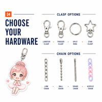 Porte-clés en plastique, vente en gros, petits porte-clés en acrylique, style anime, accessoires de sac pour les conventions et cadeaux pour fans