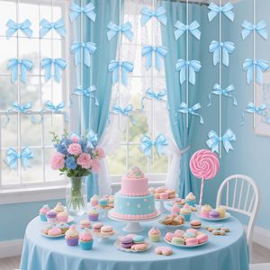 Guirnalda Decorativa con Lazos Azules - Decoración Colgante con Lazos Azules para Baby Shower, Cumpleaños, Despedida de Soltera, Boda - Product Image 4