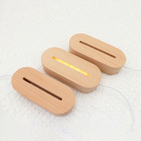 Lampe de base en bois USB Led 3D veilleuse ronde ovale Rectangle bois led veilleuse base en bois 3d led base de lampe 3d veilleuse 3d
