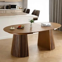 Meubles de salle à manger en bois multifonctionnels modernes, table ovale extensible pliable pour 8 personnes, utilisation stable en hôtel, style panneau