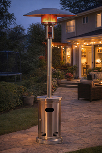 Chauffe-<span class=keywords><strong>terrasse</strong></span> extérieur moderne en acier inoxydable, <span class=keywords><strong>chauffage</strong></span> au gaz en forme de pyramide avec <span class=keywords><strong>flamme</strong></span> - Product Image 3