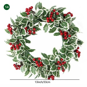 Guirlande de Noël 35 cm, décoration de porte en rotin, simulation de couronne de Noël - Product Image 6