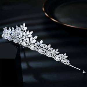 थोक लक्जरी फैशन घन ज़िरकॉन फूल दुल्हन शादी की सगाई जन्मदिन पार्टी प्रोम पेजेंट हेयर क्राउन एक्सेसरीज चांदी - Product Image 4