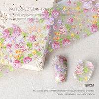 Autocollants de transfert pour nail art : motifs étoiles, roses palais, fleurs et ciel étoilé pour manucure DIY, vente en gros