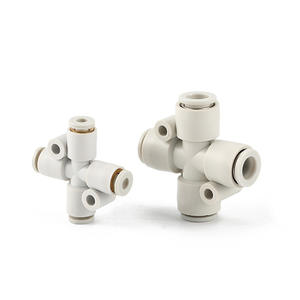 Connecteur pneumatique à connexion rapide de type SMC KQTW08-00, raccord croisé à quatre voies avec raccords KQ2TW06-00 et KQ2TW10-00 - Product Image 2