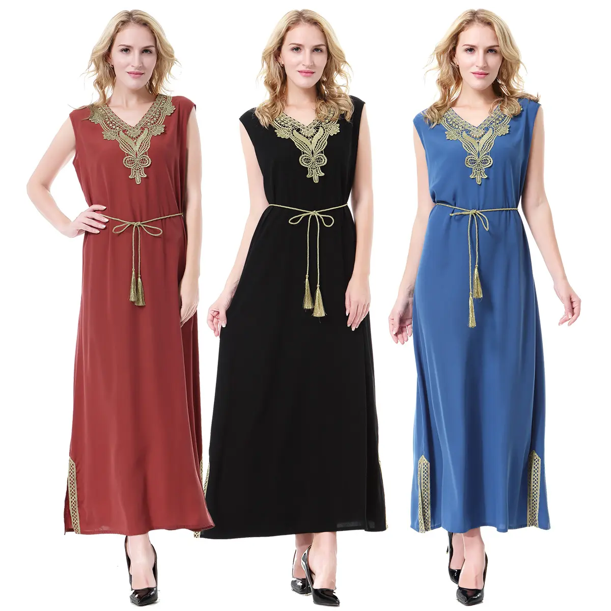 Th908 sang trọng abaya phụ nữ hồi giáo DRESS abaya thêu tay thiết kế mới tùy chỉnh in kaftan Dresses