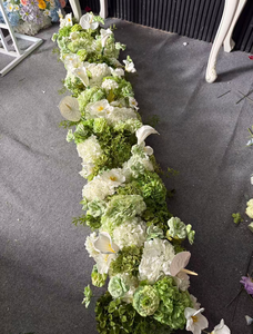 Personnalisez votre composition florale de 1M pour allée de mariage, avec lys Calla et hortensias à toucher réel, mélange vert et blanc, pour centre de table et décoration événementielle - Product Image 6