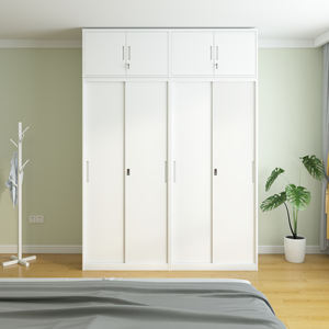 Armario de Acero Moderno de 2 Puertas con Puertas Corredizas, Armarios para Colgar Ropa para Dormitorio, Nuevo Diseño de Armario de Acero con Espejo Completo - Product Image 4