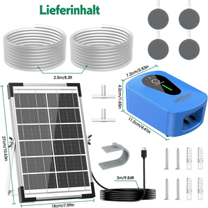 Kit de Oxigenación Solar para Estanques, Ocho Vatios, Bomba Doble, Tres Modos, Cuatro Piedras de Aire, Sistema de Agua para Jardín, Pecera e Hidroponía - Product Image 2