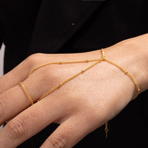 Minimalista 18K chapado en <span class=keywords><strong>oro</strong></span> esclavo pulsera anillo boda joyería moda mujer Acero inoxidable satélite cadena pulseras <span class=keywords><strong>para</strong></span> niñas - Product Image 2