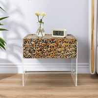 Meuble de rangement acrylique moderne de luxe Art intérieur table de chevet multicolore chevet Simple salon acrylique chambre Table d'appoint