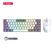 Clavier mécanique T-WOLF TF630 avec 61 touches et souris, interrupteurs rouges, éclairage RVB, clavier de bureau compact et portable