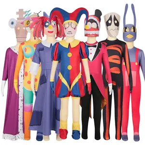 New Movie The Amazing Digital Circus Clown Costume Kids Kinger Jumpsuit Digital Circus Cosplay Costume Outfit
