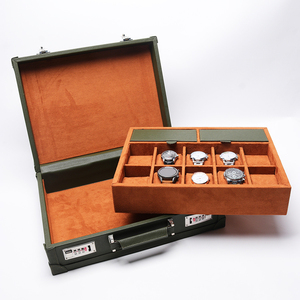 15.7*12.6 Inches Genuine Leather Watch Box Green Color Saffiano Men Watch Storage Box