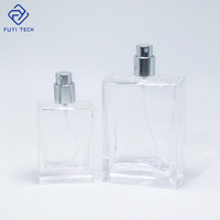 Flacons de parfum vides en verre rectangulaires vintage avec pompe pulvérisatrice carrée et bouchon en bois, 30 ml, 50 ml, 100 ml