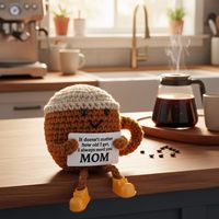 Peluche salamandre à longues pattes au crochet, avec carte de message, en laine faite main, cadeau décoratif pour amis et famille, pour les amateurs de café