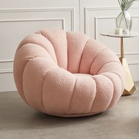 Fauteuil de Salon Nordique en Tissu Bouclette Luxe, Siège Simple, Canapé D'appoint, Chaise Longue Paresseuse (Emballage Sous Vide)