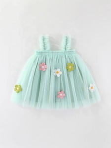 Robe d'été en tulle pour bébé fille, broderie florale, col rond, sans manches, bretelles fines, superposition florale, design élégant – Grande Vente - Product Image 6