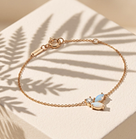 Bracelet ajustable en argent sterling 925 avec zircon et opale, chaîne à maillons délicats en pierres précieuses, cadeau pour femme – Vente chaude, personnalisable OEM