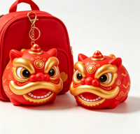 Balle anti-stress en mousse PU personnalisée avec logo, forme de lion porte-bonheur traditionnel, jouet sensoriel à presser pour soulager le stress