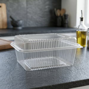 Tapa de PET transparente con bisagra, capacidad de 1500 ml/50 oz, gama de tapas de PET con bisagra - Cajas de PET con bisagra al por mayor para panadería - Product Image 1