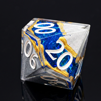 7PCS Night Abyss Star Rift Black Blue Resin DND Dice Sets Buatan Tangan dengan Tepi Tajam Dadu Polihedral untuk Dungeons Dragons TRPG Permainan Papan