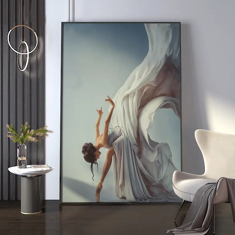 Moderne Balletdanser Figuur Olieverfschilderij Op Canvas Handgeschilderde Grote Muurkunst Met Frame Voor Huisdecoratie