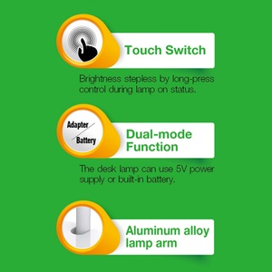 Lampe de bureau sans fil pliable rechargeable en gros, lampe de table LED tactile pour bureau d'étude - Product Image 5