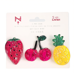 Fermaglio per capelli a forma di frutta da 9 cm con design fragola, ciliegia e ananas per donna - Product Image 2