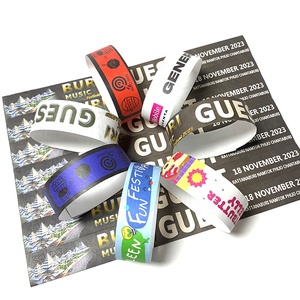 2023 Festival <span class=keywords><strong>Tyvek</strong></span> pulseras <span class=keywords><strong>1</strong></span> pulgada negro Hotel boda invitado pulsera papel pulseras personalizadas - Product Image 5
