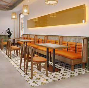Ensembles de meubles personnalisés pour hôtel et restaurant Meubles de cabine en cuir rotin de luxe Ensemble de tables à manger et de chaises pour table de restaurant - Product Image 3
