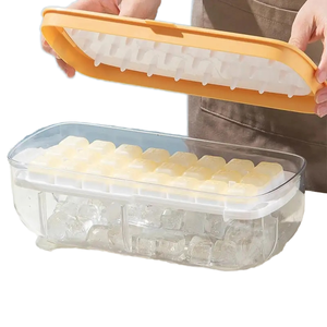 Easy Release Eco-Friendly Food Grade <b>Silicone</b> Sphere Cube <b>Tray</b> Lid Bin Freezer 24/48 Cubes Stackable Ice Ball Molds - Product Image 1