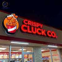 Letrero 3D de Acero Inoxidable para Carrito de Comida de Mercado Interior, Logotipo Personalizado para Restaurante, Letrero Acrílico con LED, Letrero con Letras de Canal Retroiluminadas