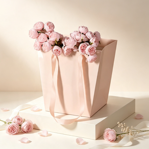 Bolsa de Papel Elegante y Duradera para Ramos Florales, Diseño Impreso en Flexografía, Forma Trapezoidal, con Cinta, para Bodas y San Valentín de Lujo - Product Image 2