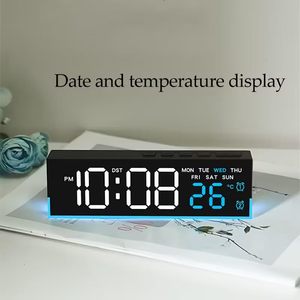 LED <b>Digital</b> Alarm <b>Clock</b> with Night Light Multifunction Display Temperature Date Bedside <b>Clock</b> for Bedroom - Product Image 4