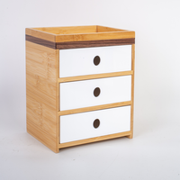 Organisateur de bureau en bambou naturel, armoire de rangement multi-niveaux pour fournitures de bureau, cosmétiques et petits accessoires de bureau