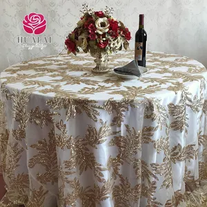 Manteles luxo Redondos Blanco marfim ouro prata bordado rendas toalha de mesa redonda para jantar casamento eventos festa