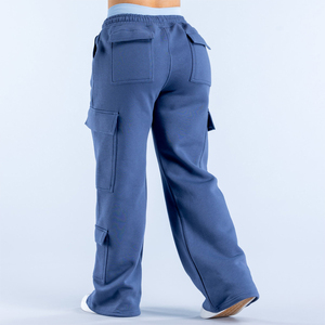 Vendita calda da <span class=keywords><strong>donna</strong></span> <span class=keywords><strong>pantaloni</strong></span> della tuta Cargo <span class=keywords><strong>oversize</strong></span> in pile di cotone traspirante <span class=keywords><strong>pantaloni</strong></span> sportivi da ginnastica in bianco - Product Image 3