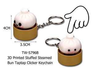 Jouet anti-stress unisexe en PVC, petit pain vapeur à presser, porte-clés pendentif, imprimé 3D, <span class=keywords><strong>Taptap</strong></span> Click 5 7 - Product Image 1