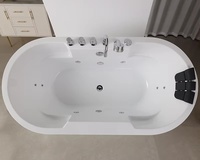 Baignoire autoportante en acrylique moderne et personnalisable avec fonction massage, pour usage intérieur, robinet inclus, design classique