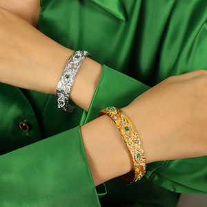 Women's Evil Eye <b>Bracelet</b> Gold <b>Silver</b> Zircon Inlay Bezel Setting Everyday Wear Jewelry <b>Bangle</b> SZ171 - Product Image 4