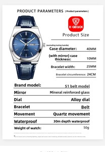 Orologio da <span class=keywords><strong>uomo</strong></span> di lusso di fascia alta con quadrante in vetro, impermeabile, luminoso, con luce notturna, <span class=keywords><strong>cinturino</strong></span> in <span class=keywords><strong>pelle</strong></span> al quarzo, casual, da lavoro - Product Image 3