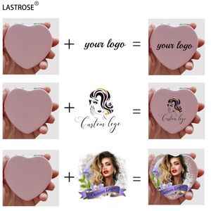 Private Label Pu кожа двухстороннее металлическое зеркало черное увеличительное Сердце ручка компактное зеркало - Product Image 4