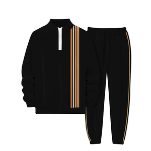 남성 도매 사용자 정의 로고 투피스 크루넥 스포츠웨어 세트 캐주얼 세트 후드 가을 캐주얼웨어 느슨한 3D 프린팅 - Product Image 4